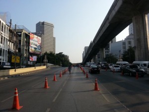 Autofreie Straße wegen den Protesten