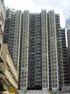 Typischer Wohnblock in Mong Kok